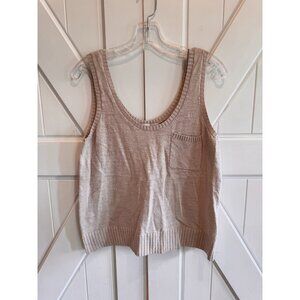 NWT LOFT Tan Knit Tank Top Sleeveless Roung Neck Womens Size Medium